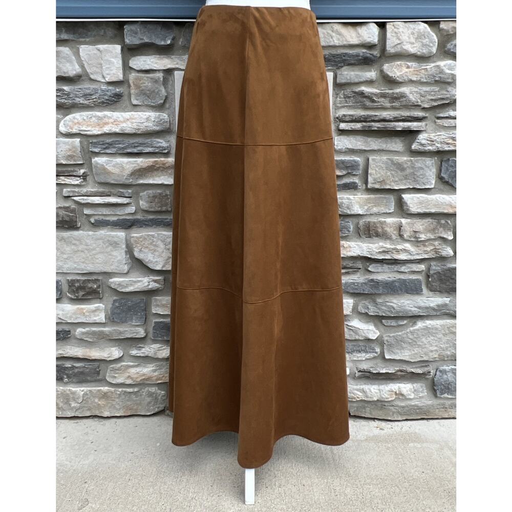 NWT Steve Madden Violetta Skirt Sz Sm Brown Faux Suede Maxi A-Line Boho Western - Picture 3 of 13